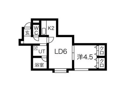 ジャスティス819(1LDK/2階)の間取り写真