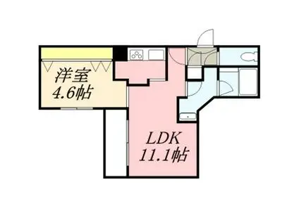 MOIWA VIEW(1LDK/3階)の間取り写真