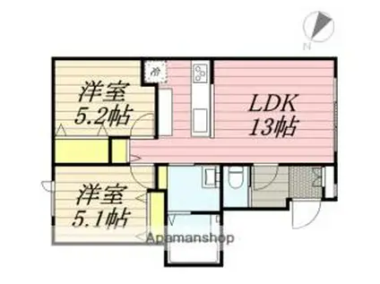 タウンハウス西野弐番館(2LDK/2階)の間取り写真