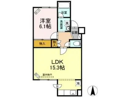 ルーエ山鼻(1LDK/1階)の間取り写真