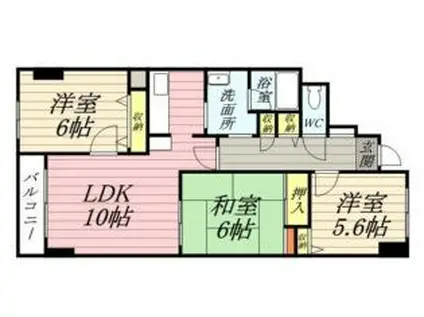 トーワ北7条(3LDK/2階)の間取り写真