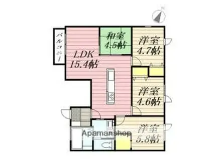 タウンハウス山鼻(4LDK/3階)の間取り写真