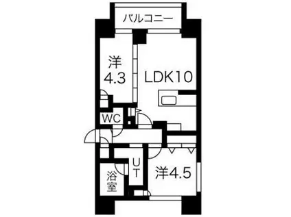 ラ・クラッセ札幌シティヴェール(2LDK/10階)の間取り写真