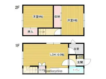 JR函館本線 岩見沢駅 徒歩18分 2階建 築44年(2LDK/1階)の間取り写真