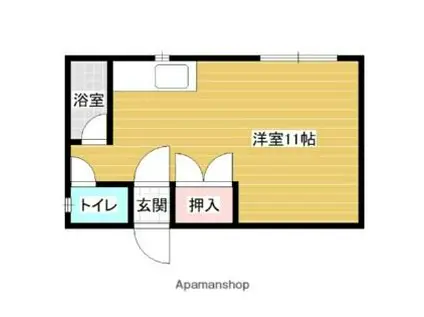 越田ハイツ(ワンルーム/2階)の間取り写真
