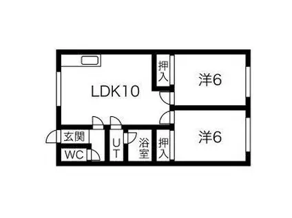 第2北栄ハウス(2LDK/1階)の間取り写真