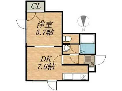 プラザ・スズ札幌II(1DK/1階)の間取り写真