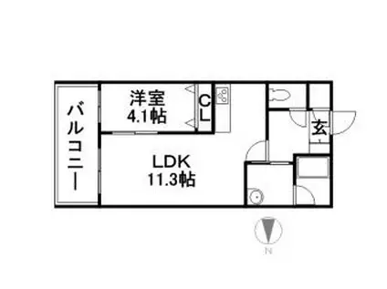 アルファタワー札幌南4条(1LDK/14階)の間取り写真