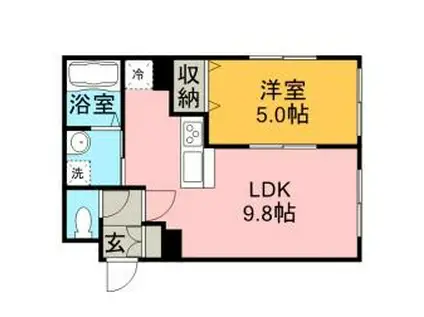 ノーチェ(1LDK/4階)の間取り写真