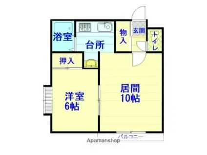 ビーナス新富(1LDK/2階)の間取り写真