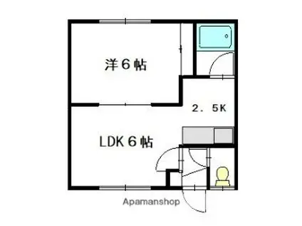 ながいマンション(1LDK/2階)の間取り写真