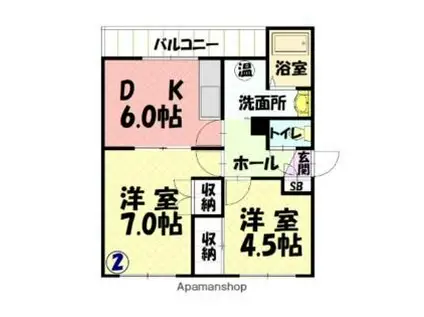 秋月マンション(2DK/4階)の間取り写真