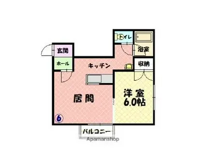 JR石北本線 新旭川駅 徒歩16分 7階建 築33年(1DK/7階)の間取り写真