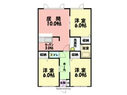 シャローム永山(3LDK/1階)の間取り写真