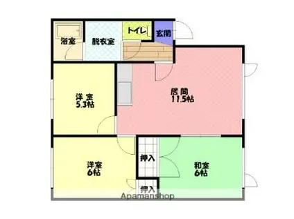 ハウスとよおかII(3LDK/2階)の間取り写真