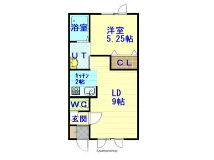 JR石北本線 南永山駅 徒歩30分 2階建 築20年(1LDK/2階)の間取り写真