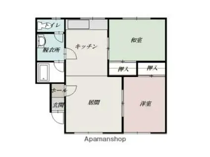 永山6・7マンション(2LDK/2階)の間取り写真