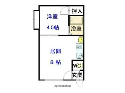 新都ハイツ12(1LDK/1階)の間取り写真