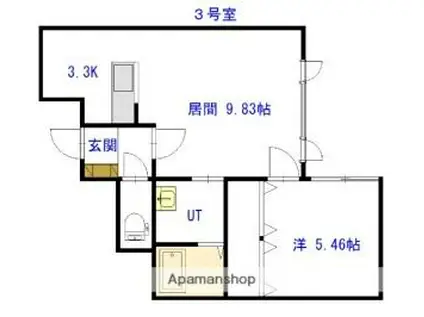 JR函館本線 旭川駅 徒歩32分 2階建 築17年(1LDK/1階)の間取り写真