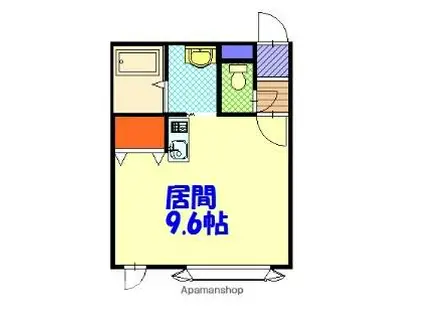 JR富良野線 緑が丘駅(北海道) 徒歩26分 2階建 築21年(ワンルーム/1階)の間取り写真