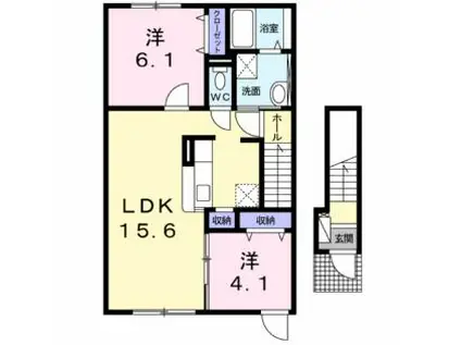 シャイニスターVIII(2LDK/2階)の間取り写真