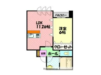 JR函館本線 旭川駅 徒歩16分 4階建 築15年(1LDK/4階)の間取り写真