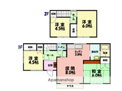 JR富良野線 緑が丘駅(北海道) 徒歩12分 2階建 築48年(4LDK)の間取り写真
