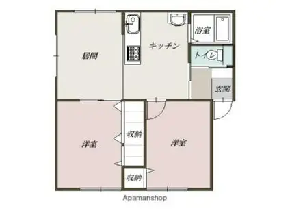 つつじコーポ(2LDK/2階)の間取り写真