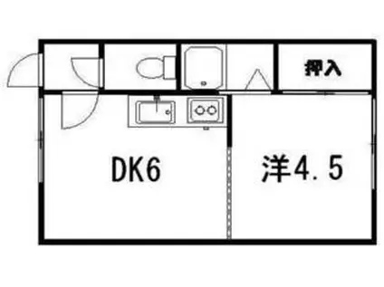 コーポ若草II(1DK/1階)の間取り写真