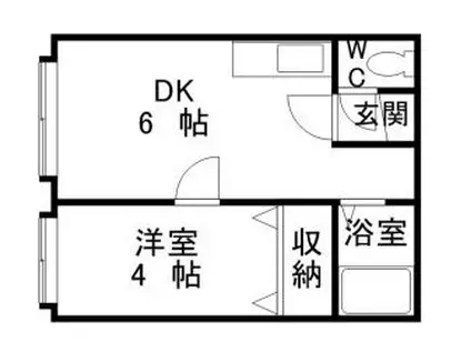 クルーズハウス東区役所前(1DK/2階)の間取り写真