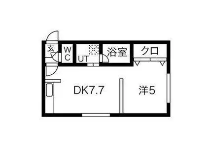 MSP722弐番館(1DK/1階)の間取り写真