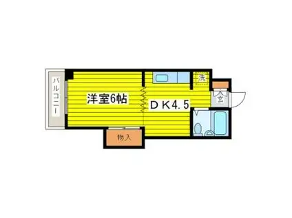 マンションKK(1DK/5階)の間取り写真