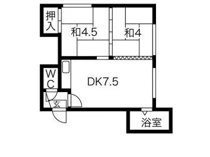 市川ハイツ(2DK/2階)の間取り写真