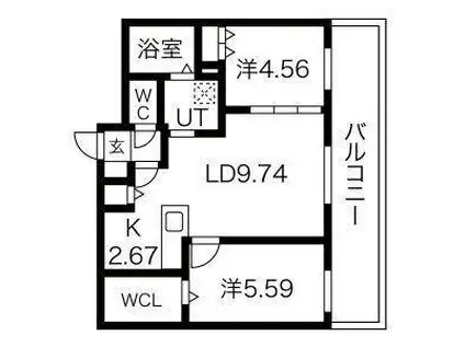 アルファスクエア北20西4(2LDK/3階)の間取り写真