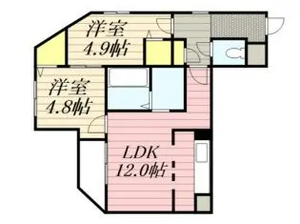 レジデンス北18条(2LDK/4階)の間取り写真