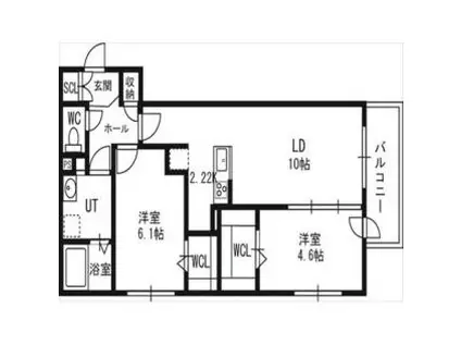 アルファスクエア北12西3(2LDK/5階)の間取り写真