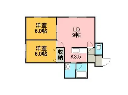 カーサノルテ曙(2LDK/2階)の間取り写真