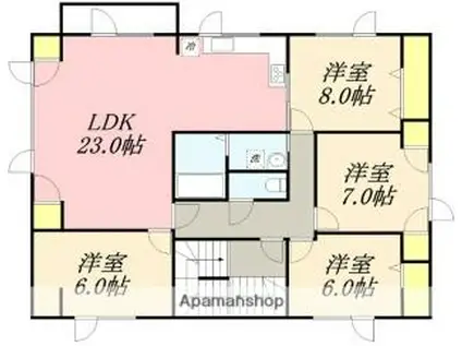 JR函館本線 南小樽駅 徒歩10分 3階建 築28年(4LDK)の間取り写真