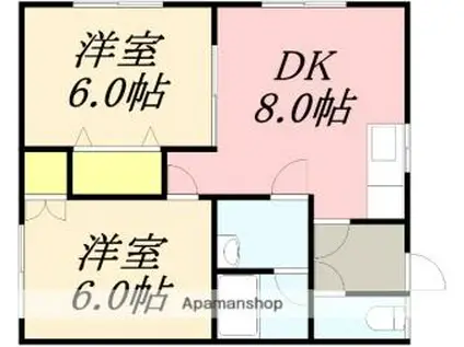近江ハイツ(2DK/1階)の間取り写真