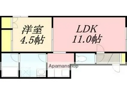 エミノス(1LDK/1階)の間取り写真