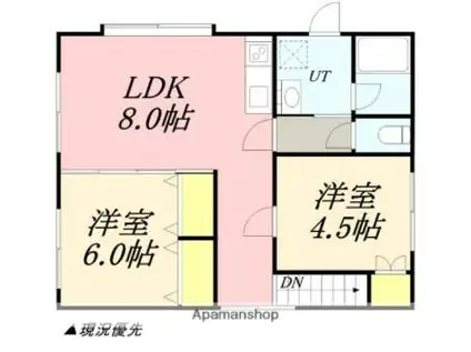 渡辺アパート(2DK/2階)の間取り写真