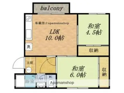 グリーンハイツ(2LDK/2階)の間取り写真