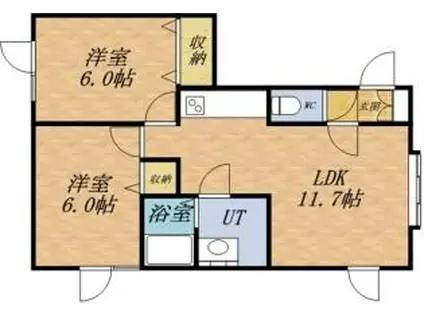 パーソナルコート小樽(2LDK/2階)の間取り写真