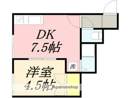 富岡セラディール(1DK/2階)の間取り写真