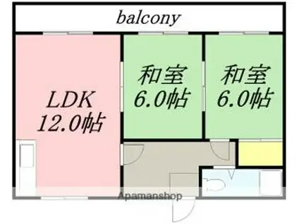 長橋ハイツ(2LDK/4階)の間取り写真