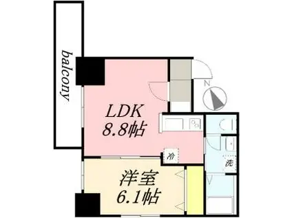 ベイコート小樽オーシャンヒルズ(1LDK/11階)の間取り写真