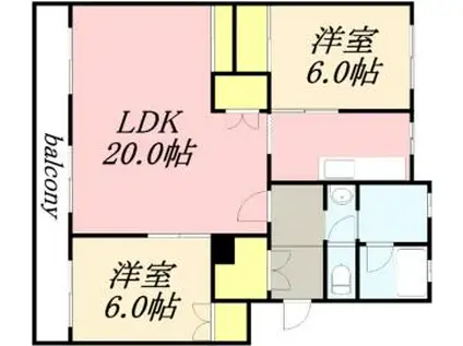 コンツェルト小樽桜(2LDK/3階)の間取り写真