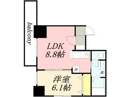 ベイコート小樽オーシャンヒルズ(1LDK/13階)の間取り写真