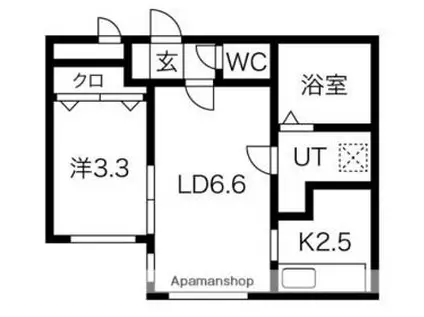 アマン小樽(1LDK/2階)の間取り写真