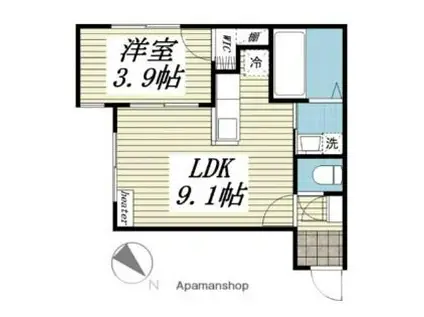 アマン小樽(1LDK/1階)の間取り写真